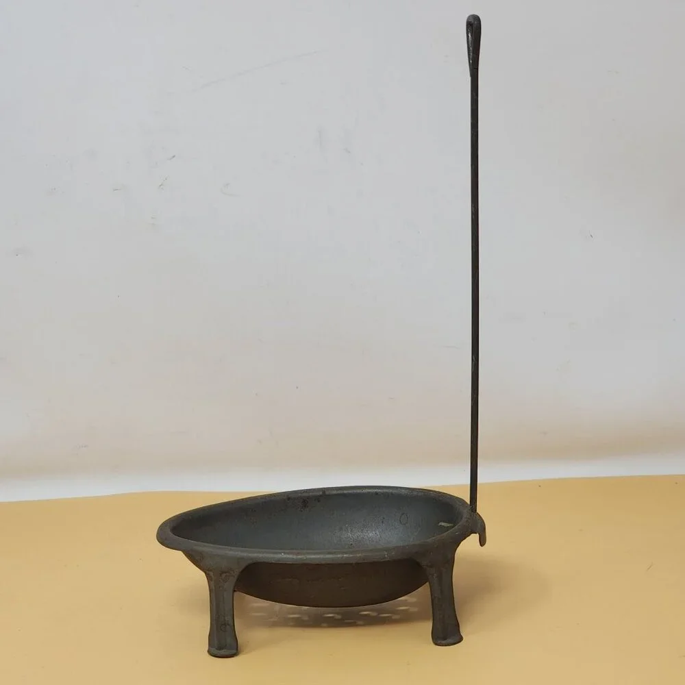 Vintage Footed Metal Egg Poacher Stand‎ Long Lift Rod Farmhouse Rustic Kitchen